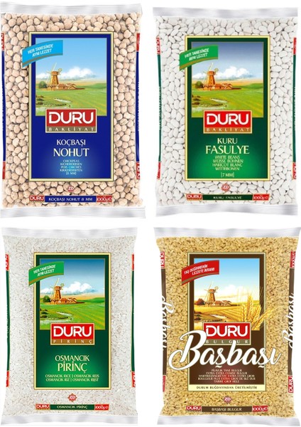 Bakliyat Seti (Nohut + Fasulye + Pirinç + Bulgur) 1 kg x 4