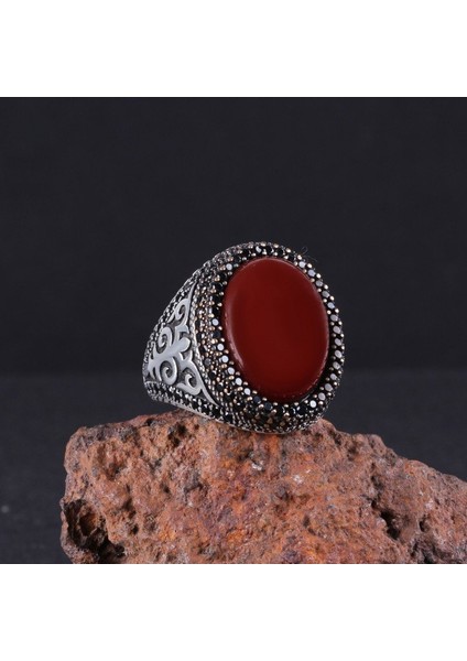 925 Ayar Gümüş Akik Taşlı Erkek Yüzük fiyatları