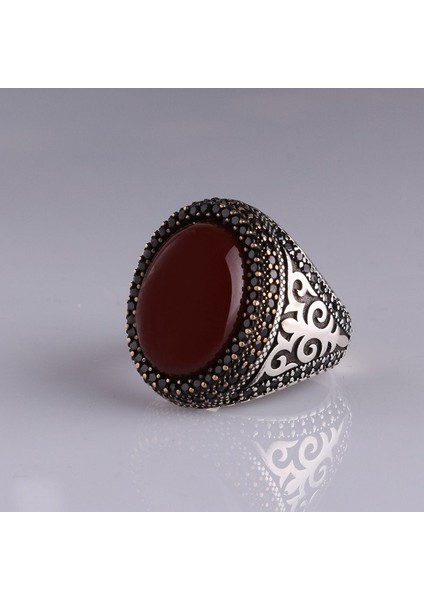 925 Ayar Gümüş Akik Taşlı Erkek Yüzük indirimleri