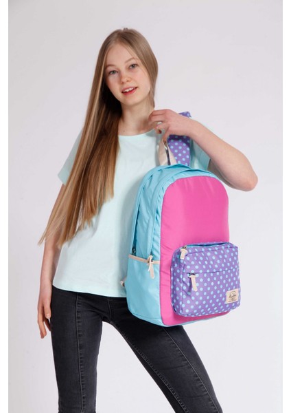 3 Colors Turkuaaz-Mor Puantiyeli Okul ve Günlük Sırt Çantası fırsatları