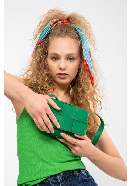 Kadın Kalın Örme Derili Mini Çanta modelleri