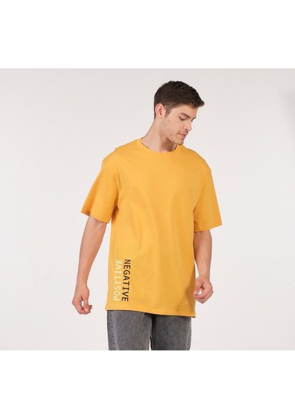 Oversize T-Shirt Renk Hardal Positive Negative (Erkek -Kadın)