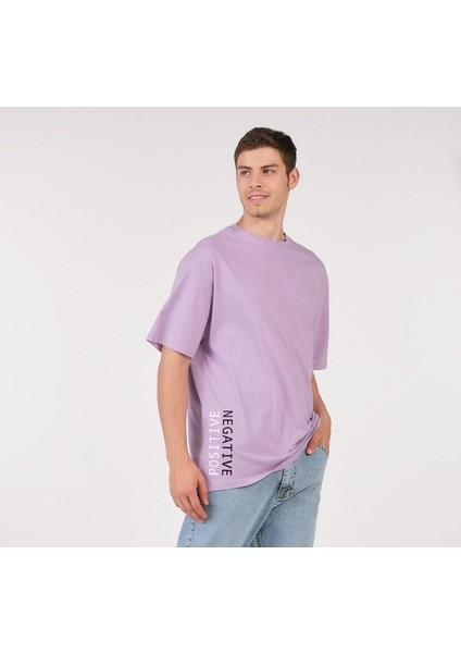 Oversize T-Shirt Renk Lila Positive Negative (Erkek -Kadın)