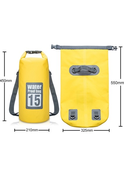 Açık Su Geçirmez Kuru Çift Omuz Kayışı Torbası Kuru Çuval, Kapasite: 15L (Sarı) (Yurt Dışından)