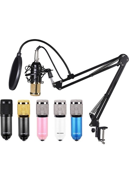 USB Ses Kartı ile BM800 Kondenser Mikrofon Siyah ve Siyah Ağ (Yurt Dışından)