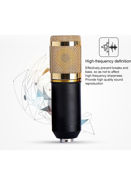 USB Ses Kartı ile BM800 Kondenser Mikrofon Siyah ve Siyah Ağ (Yurt Dışından)