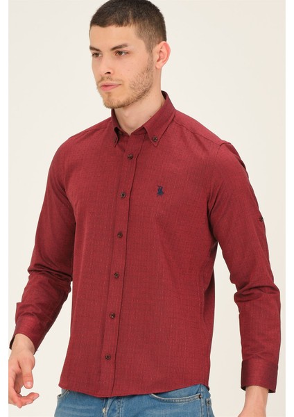 G765 Dewberry Erkek Gömlek-Bordo modelleri