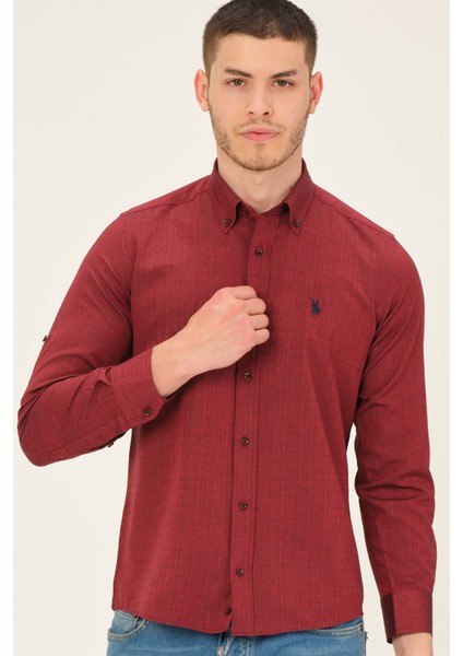 G765 Dewberry Erkek Gömlek-Bordo indirimleri