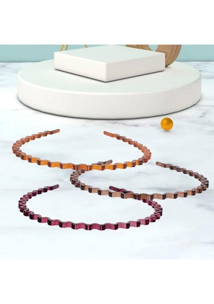 3 Adet Basit Saç Bandı Dalgalı Plastik Esnek Moda Saç Curling Erkekler Için Sarı Kahverengi Kırmızı 2(Yurt Dışından)