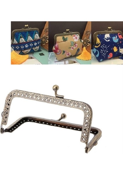 10 Adet Kare Kabartmalı Cüzdan Çanta Metal Saplı Gümüş Rengi (Yurt Dışından) fiyatları