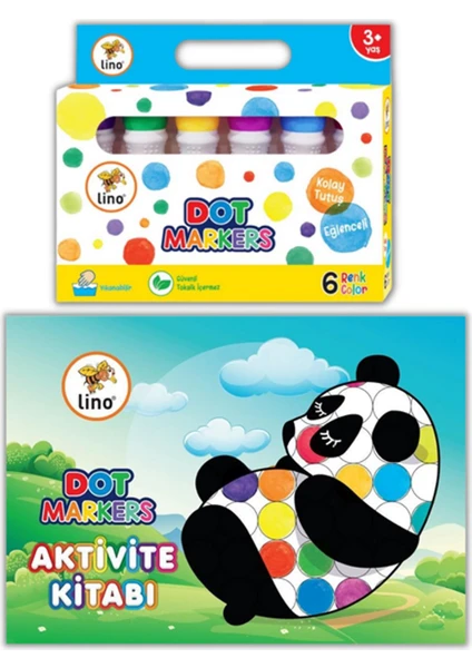 Dot Markers 6 Renk Yıkanabilir +Aktivite Boyama Kitabı Seti