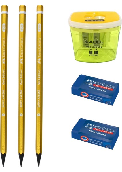 Faber Castell Gold Edition Sınav Kalemi Seti Sınav Silgisi Kalemtıraş
