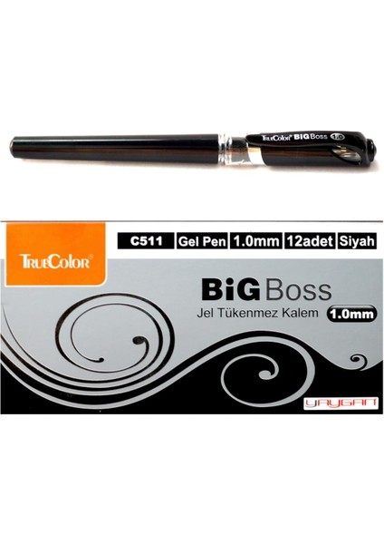 Big Boss 1.0 mm Jel Tükenmez Kalem Siyah 12 Adet