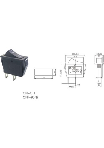IC-116 Tekli Dar Işıksız Anahtar (On)-Off 2p Yaylı