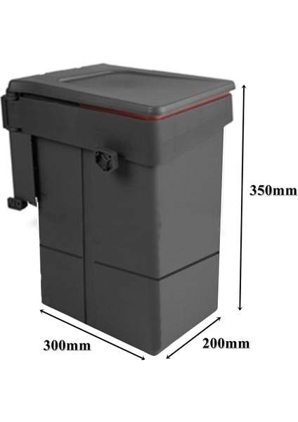 Almital Mobilya METALİ Kapağa Monte Çöp Kutusu Antrasit 20 Litre