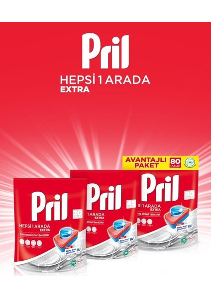 Hepsi Bir Arada Extra 90 Yıkama Bulaşık Makinesi Deterjanı Tableti (2 x 45'li Paket)