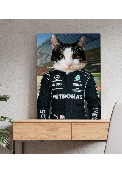 Evcil Dostlara Özel F1 Pilot Tasarımlı Portre Kanvas Tablo 50X70CM-9