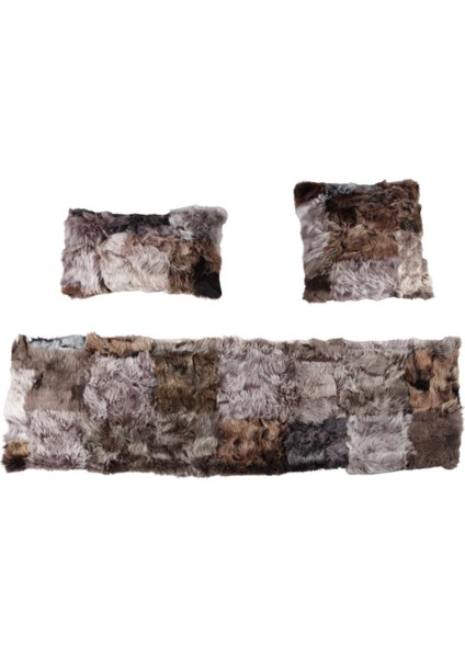Kahverengi Tonları Toskana Doğal Kürk Şal Takımı fiyatları