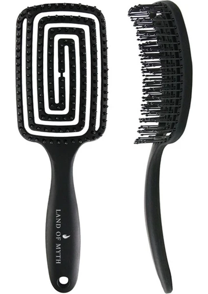 Land Of Myth - LOM1271 Üç Boyutlu Esnek Saç Açma ve Tarama Fırçası, Flexible Pro Brush (Siyah)