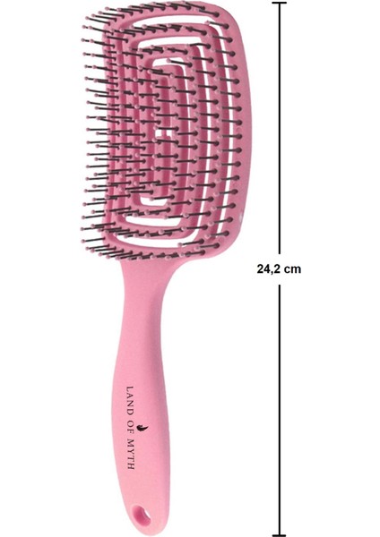 Land Of Myth - LOM1272 Üç Boyutlu Esnek Saç Açma ve Tarama Fırçası, Flexible Pro Brush (Pembe)