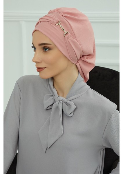 Aerobin Kumaş Aksesuarlı Hazır Türban,pembe,ht-93