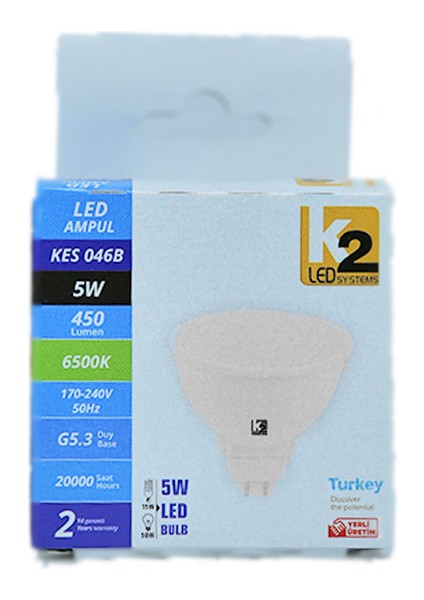 5W 170-240V 450LM 6500K G5,3 LED Çanak Ampul