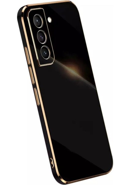 S22 Plus Uyumlu Kılıf Kamera Lens Korumalı Parlak Gold Kenar Elitcase