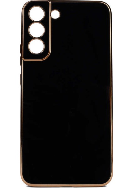 S22 Plus Uyumlu Kılıf Kamera Lens Korumalı Parlak Gold Kenar Elitcase