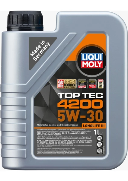 Liqui Moly Top Tec 4200 5W-30 1 Litre Motor Yağı ( Üretim Yılı: 2022 )