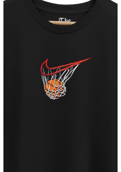 The Baskı Siyah Unisex Basketbol Topu Logo Baskılı Kısa Kollu T-Shirt fiyatları
