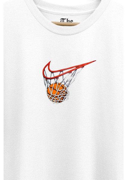 The Baskı Beyaz Unisex Basketbol Topu Logo Baskılı Kısa Kollu T-Shirt fiyatları
