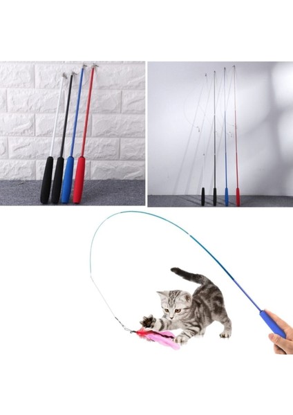 2 Adet Teleskopik Kedi Oyun Oltası Uzayabilir Tüylü ve Çanlı Kedi Oltası 2 Adet indirimleri