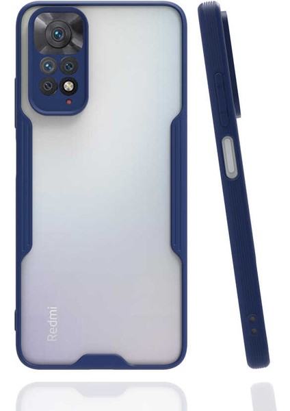 Case 4U Xiaomi Redmi Note 11 Kılıf Kamera Korumalı Ultra Ince Buzlu Mat Renkli Parfe Silikon Kapak Lacivert