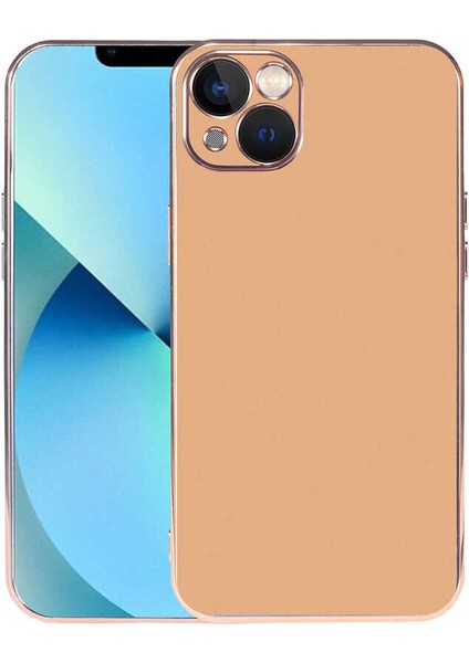 Apple iPhone 13 Kılıf Kamera Korumalı Altın Renkli Kenar Viyana Arka Kapak Altın