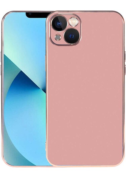 Apple iPhone 13 Kılıf Kamera Korumalı Altın Renkli Kenar Viyana Arka Kapak Rose Gold