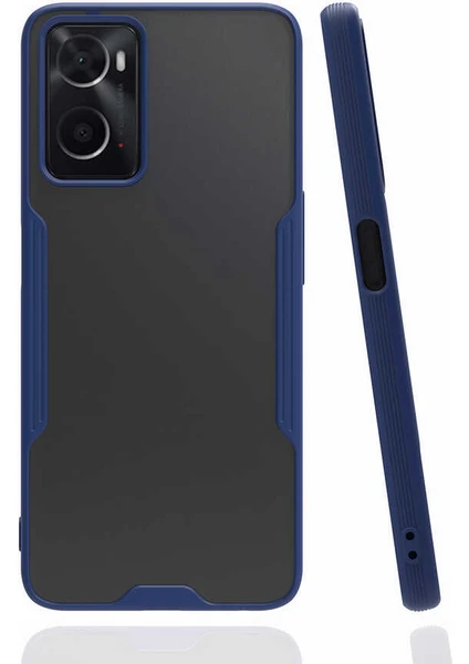 Case 4U Oppo A76 Kılıf Kamera Korumalı Ultra Ince Buzlu Mat Renkli Parfe Silikon Kapak Lacivert