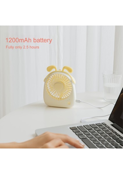 WT-F14 1200 Mah Tavşan Şekli 3 Hızlı Kontrollü Mini Taşınabilir Fan (Pembe) (Yurt Dışından)