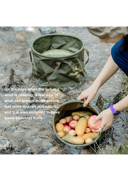 Naturehike NH20SJ040 10LPVC Dış Mekan Katlanır Su Kovası (Ordu Yeşil) (Yurt Dışından)
