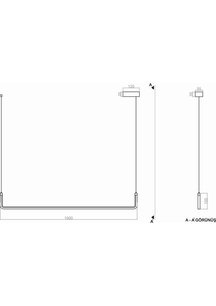 TRA80014 Eco 100 cm LED Avize Sarkıt U Rod - Işık Rengi 6500K Soğuk Beyaz fırsatları
