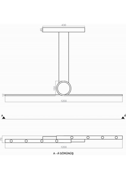 TRA20102 Eco 120 cm LED Avize Sarkıt Eyes - Işık Rengi 6500K Soğuk Beyaz