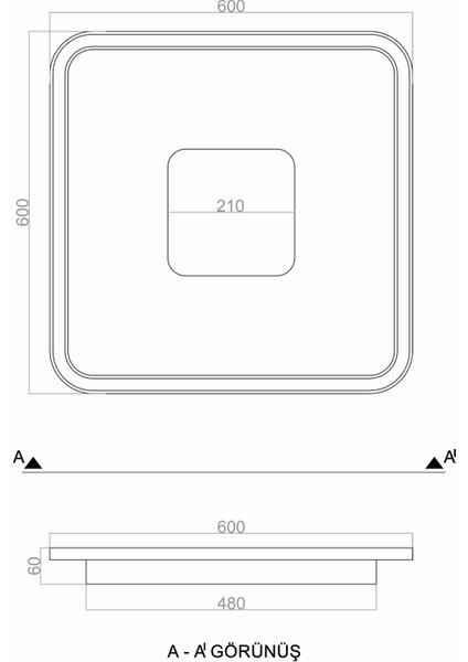 TRA54101K Eco 60*60 cm LED Avize Plafonyer Basıs - Işık Rengi 4000K Doğal Beyaz fırsatları