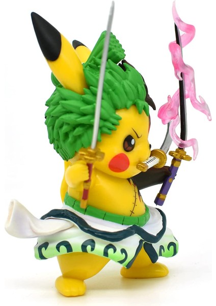 Pvc 4 Kawaii Pikachu Cosplay Roronoa Zoro Aksiyon Figürü (Yurt Dışından)