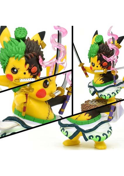 Pvc 4 Kawaii Pikachu Cosplay Roronoa Zoro Aksiyon Figürü (Yurt Dışından)