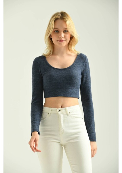 Saks Yumoş Örme Crop Bluz