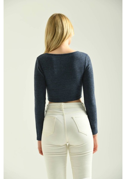 Saks Yumoş Örme Crop Bluz