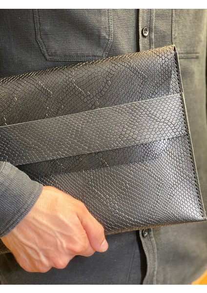 Macbook Kılıf Siyah 13 Inç Pro ve Air Uyumlu Yılan Desenli Deri Taşıma Çantası modelleri