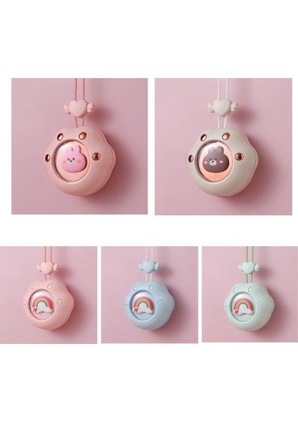 USB Taşınabilir Asma Boyun Fan Gökkuşağı (Mavi) (Yurt Dışından) modelleri