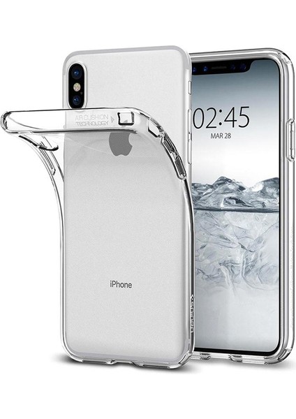 Apple iPhone x - Xs Kılıf Crystal Clear Liquid Soft Transparent Şeffaf Ince Silikon