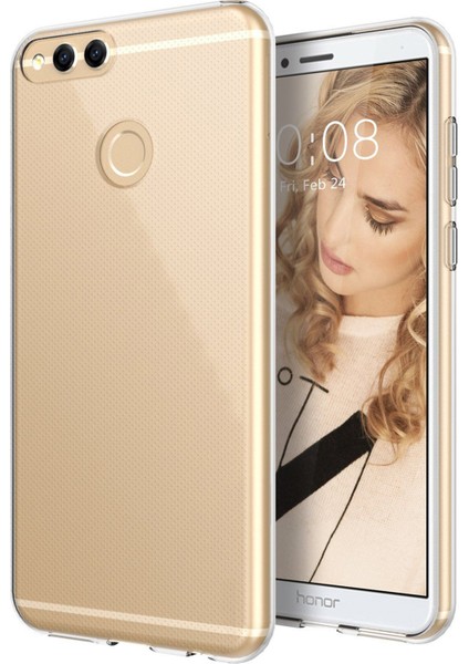Huawei Honor 7x Kılıf Crystal Clear Liquid Soft Transparent Şeffaf Ince Silikon