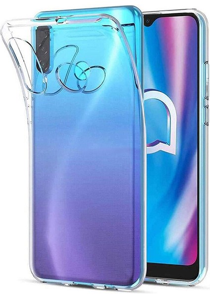 Alcatel 1s 2020 Kılıf Clear Soft Transparent Şeffaf Ince Silikon + Ekran Koruyucu